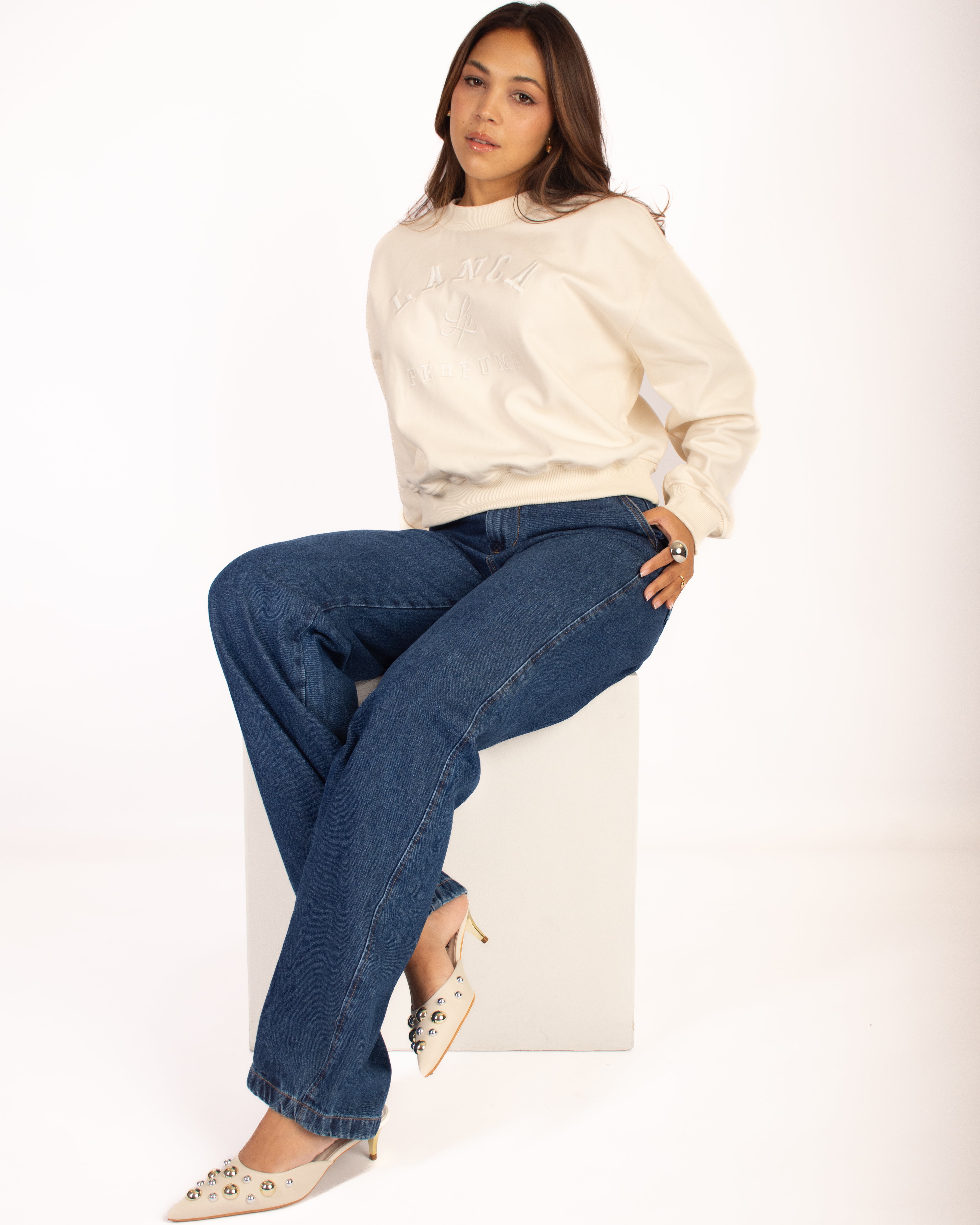 Long Sleeve Sweatshirt With Embroidery OFF White