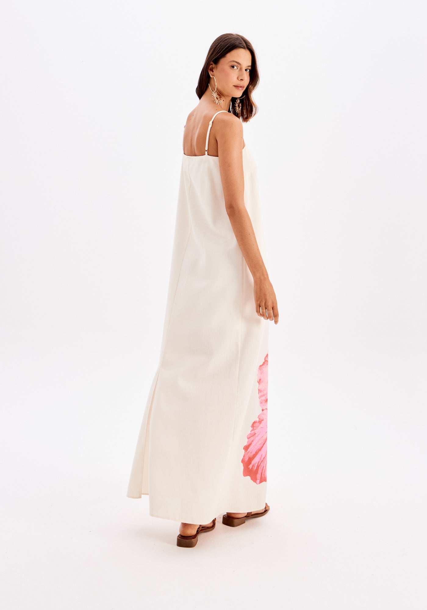 Super Mídi Strap Dress With Linen