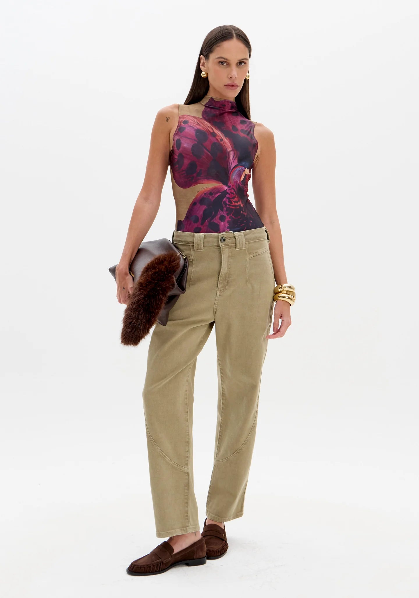 Printed Turtleneck Bodysuit