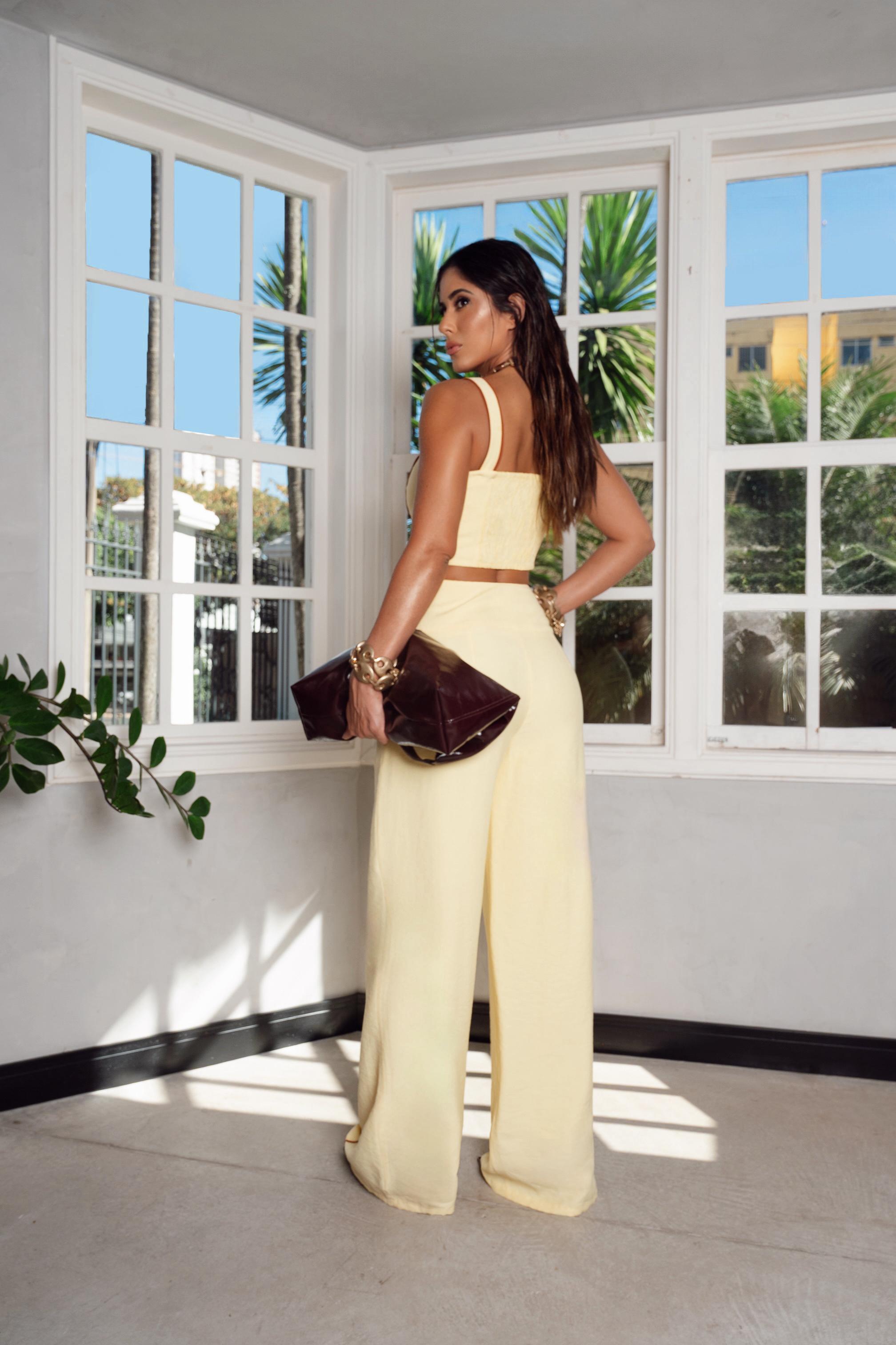 2 Piece Set Pants and Cropped Juliana Yellow