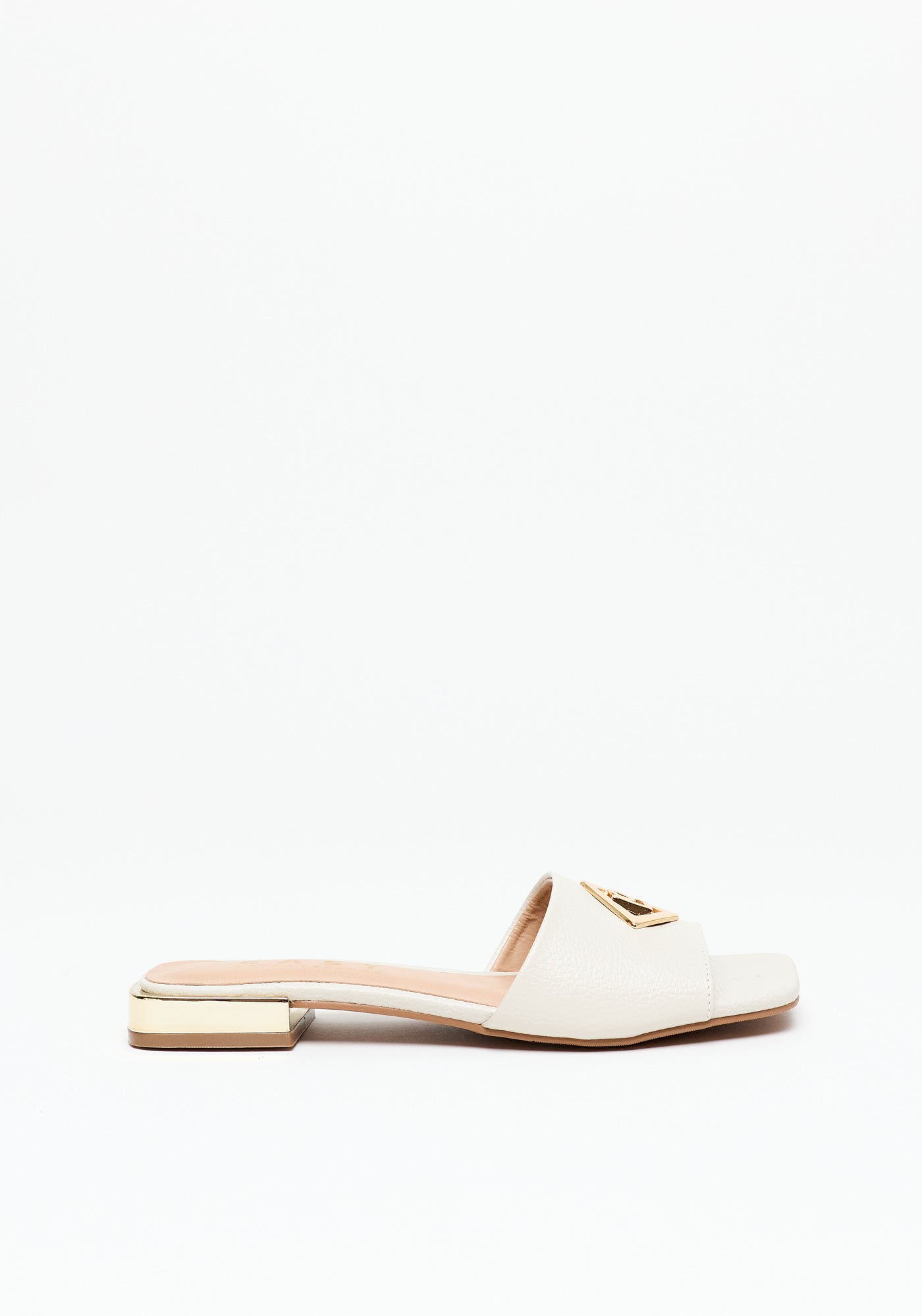 Flat Sandals with Metal Detail OFF White