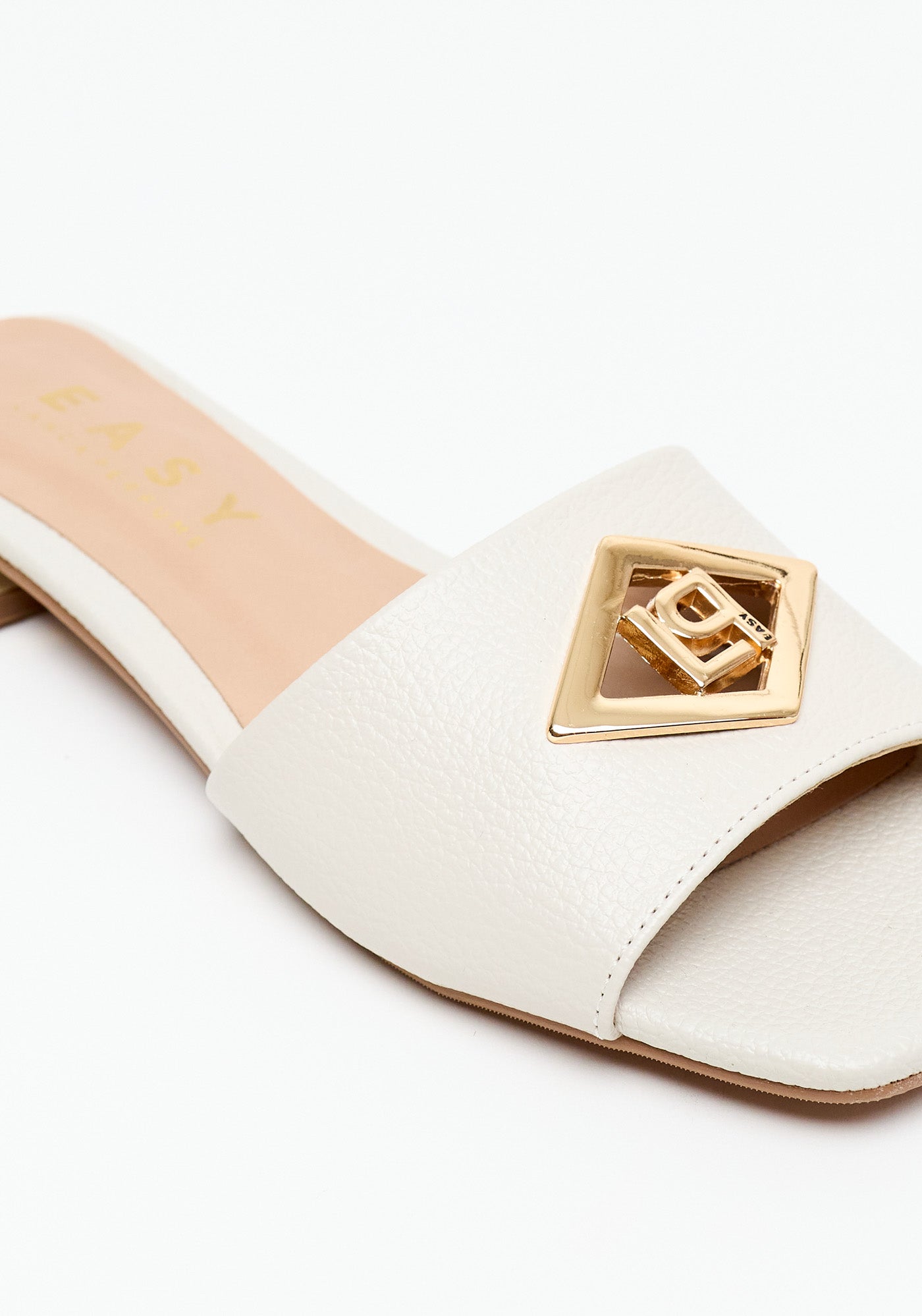 Flat Sandals with Metal Detail OFF White
