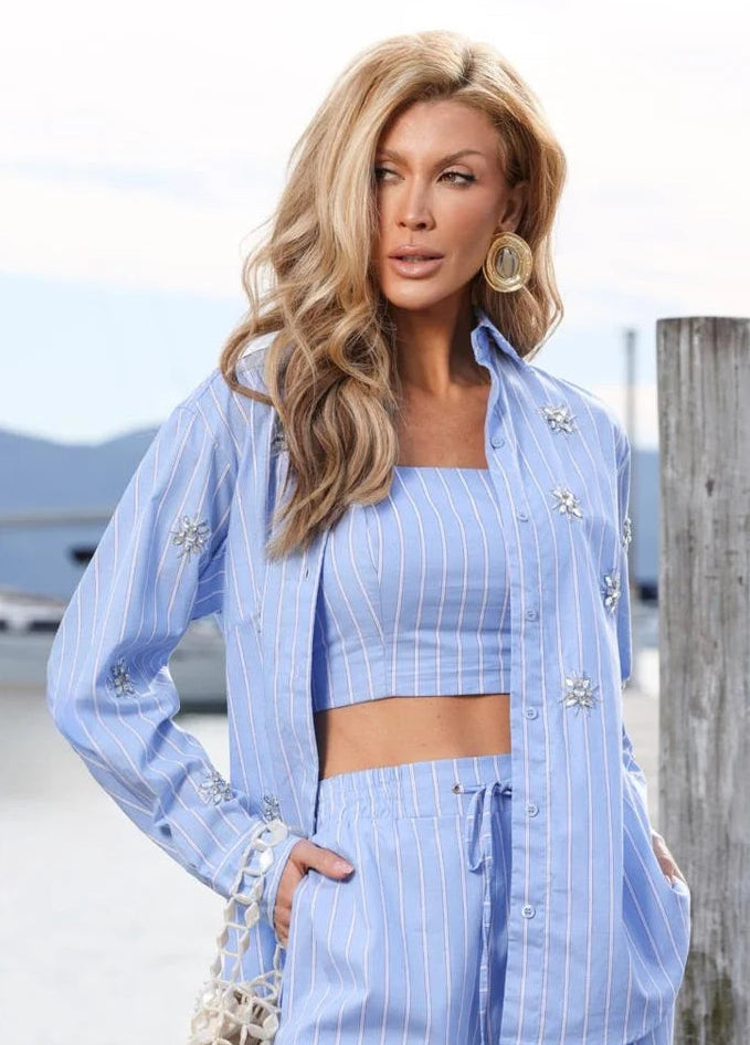 Tailored shirt with a Top Baby Blue