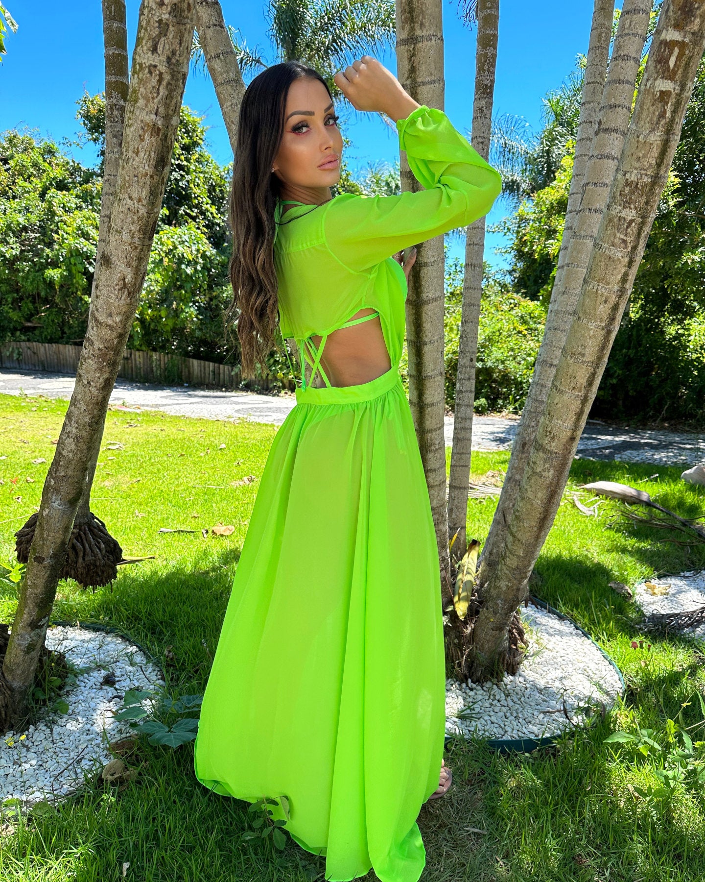 Cover up with long sleeves Green