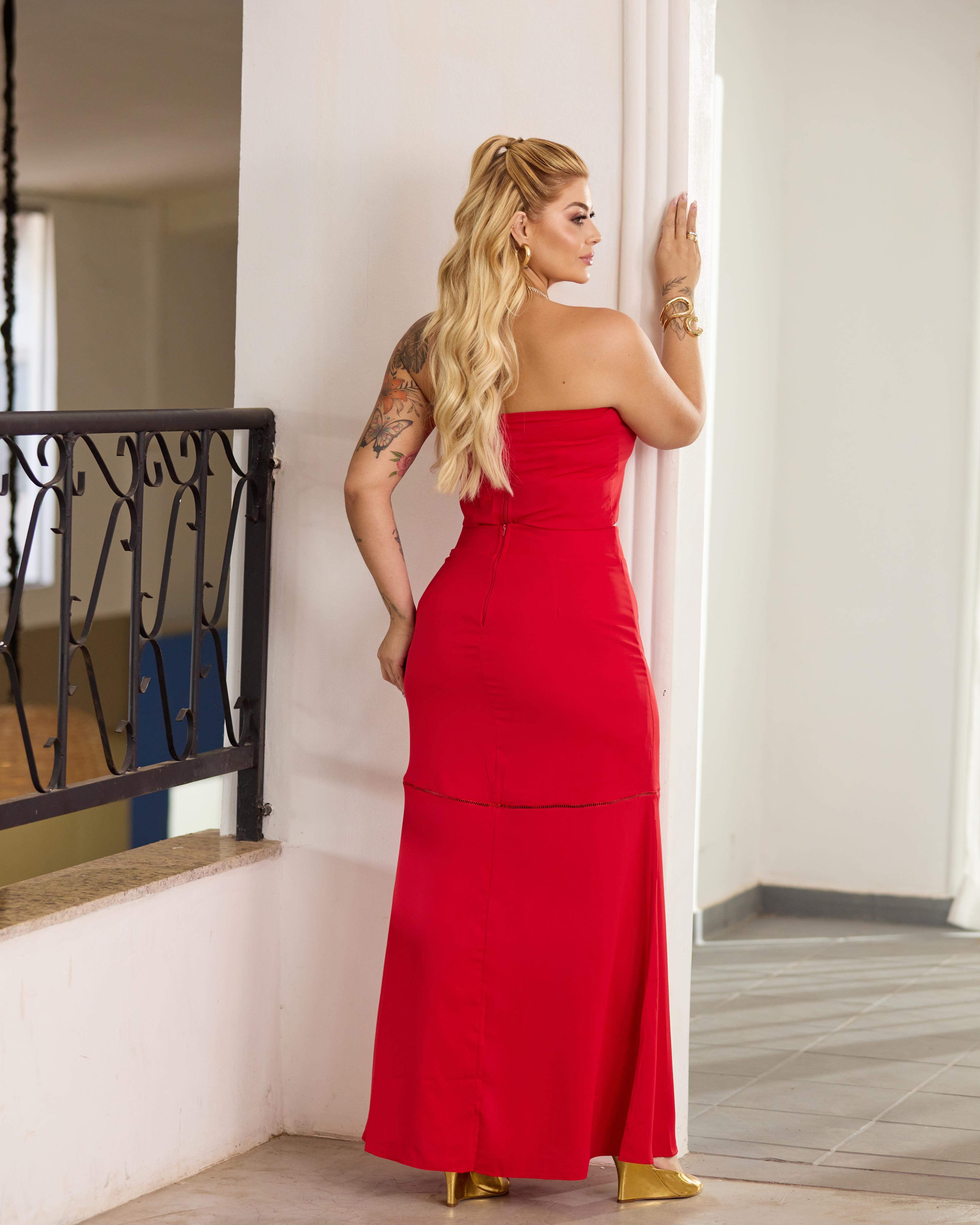 2 Piece Set Skirt and Blouse Sandy Red