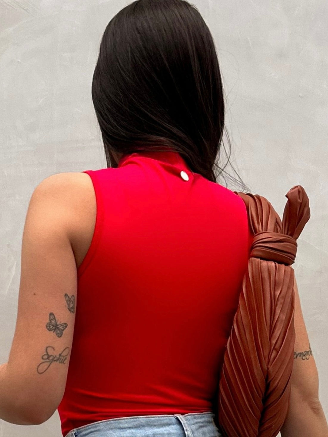 Turtleneck Tank Top Red