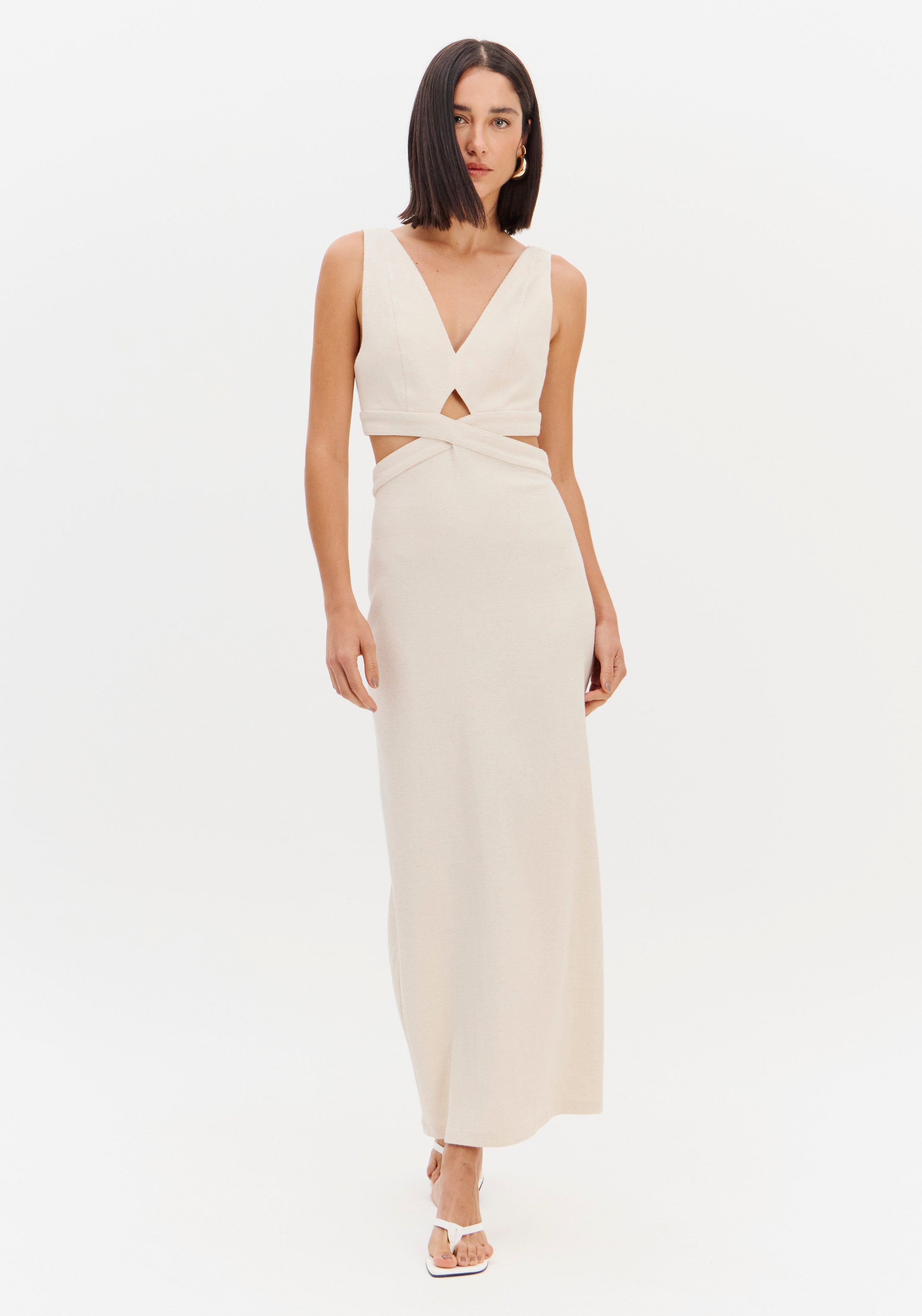 Dress Super Mídi Strap With Linen