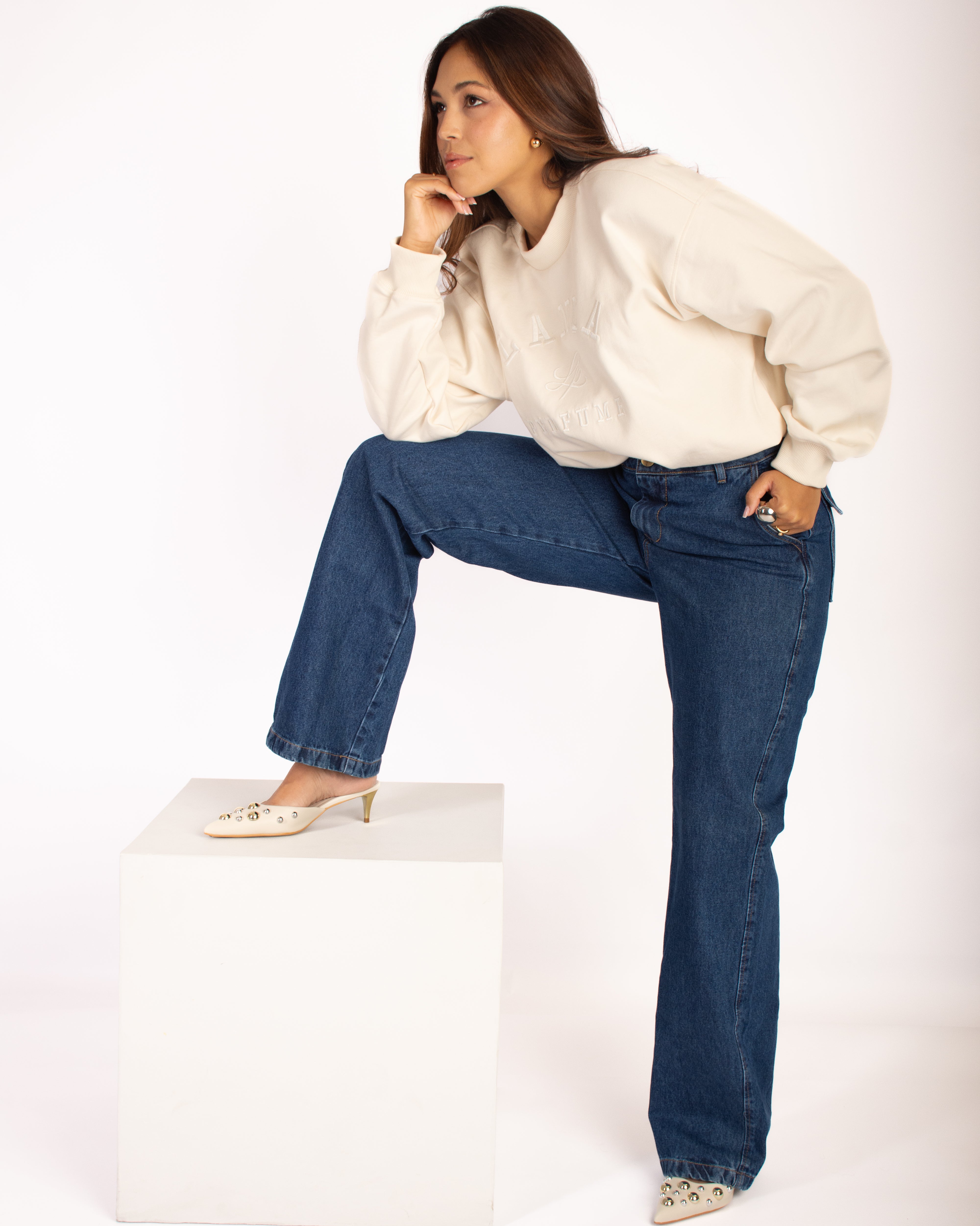 Long Sleeve Sweatshirt With Embroidery OFF White