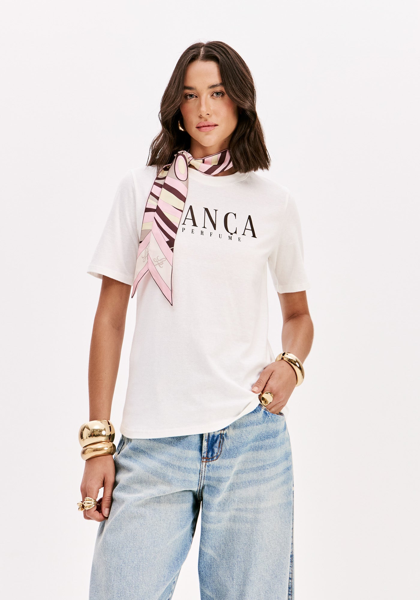 Short Sleeve T-Shirt With Scarf