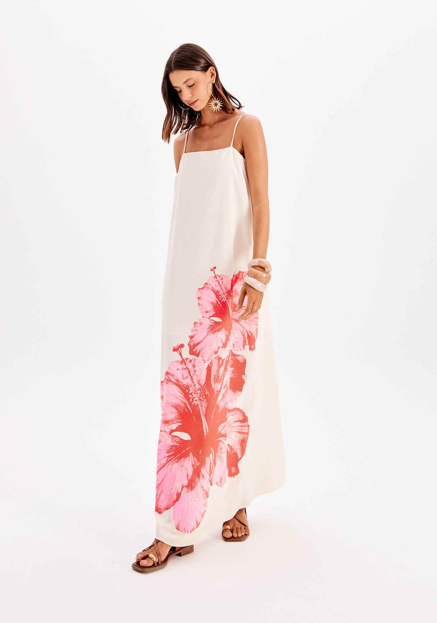 Super Mídi Strap Dress With Linen