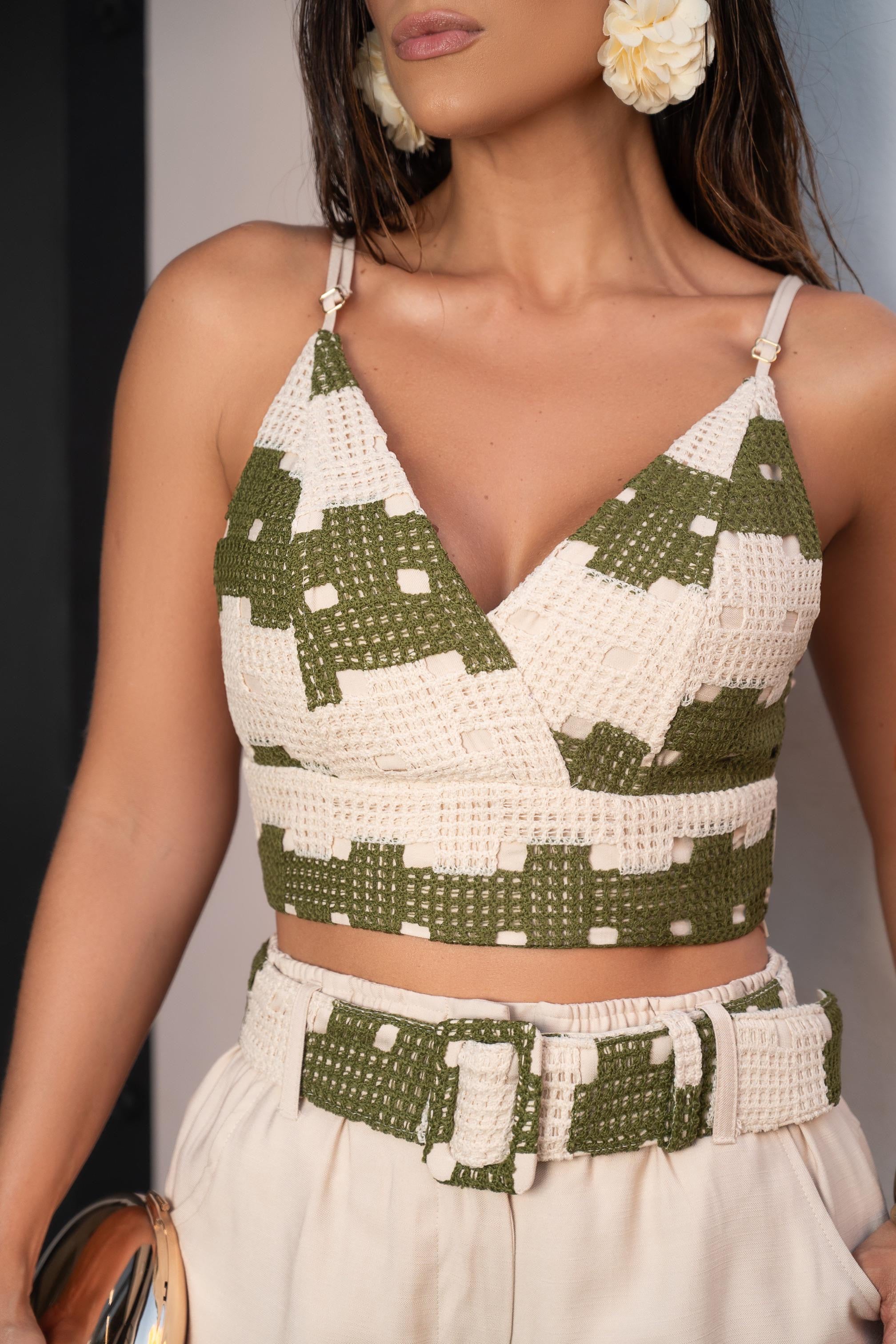 2 Piece Set Short and Blouse Luana Green