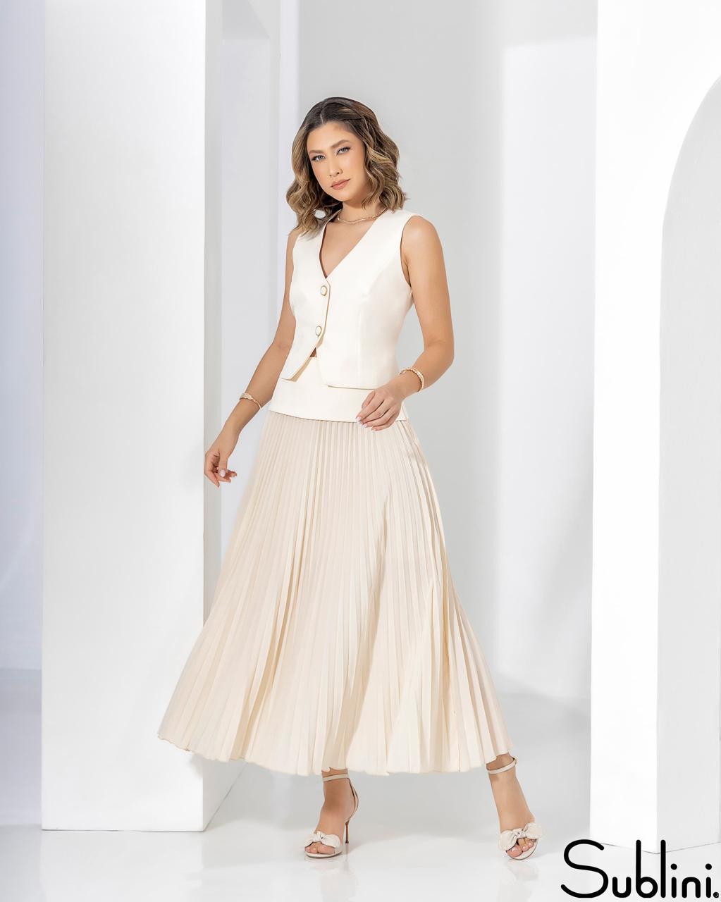 2 Piece Set Vest and Pleated Skirt