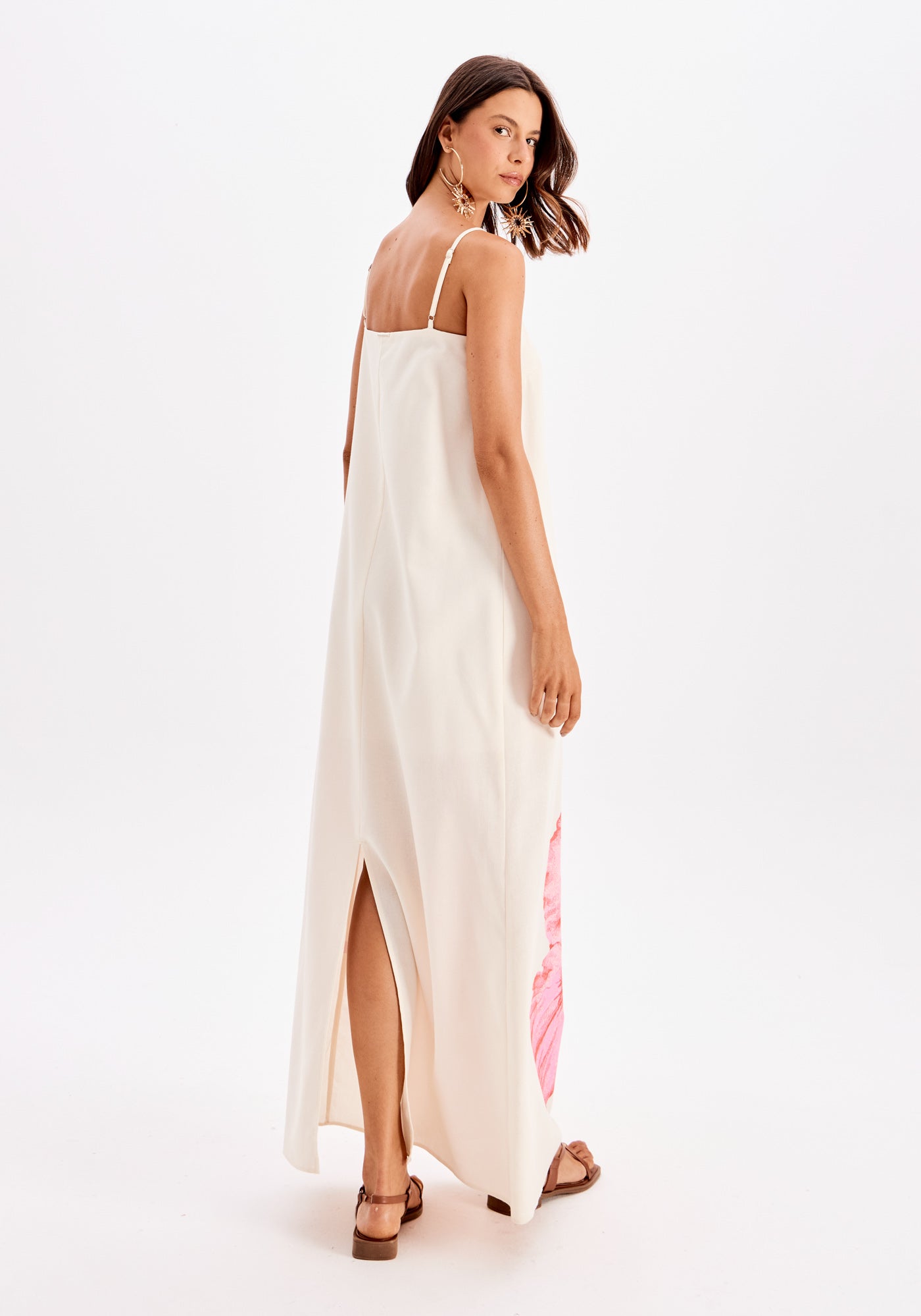 Super Mídi Strap Dress With Linen