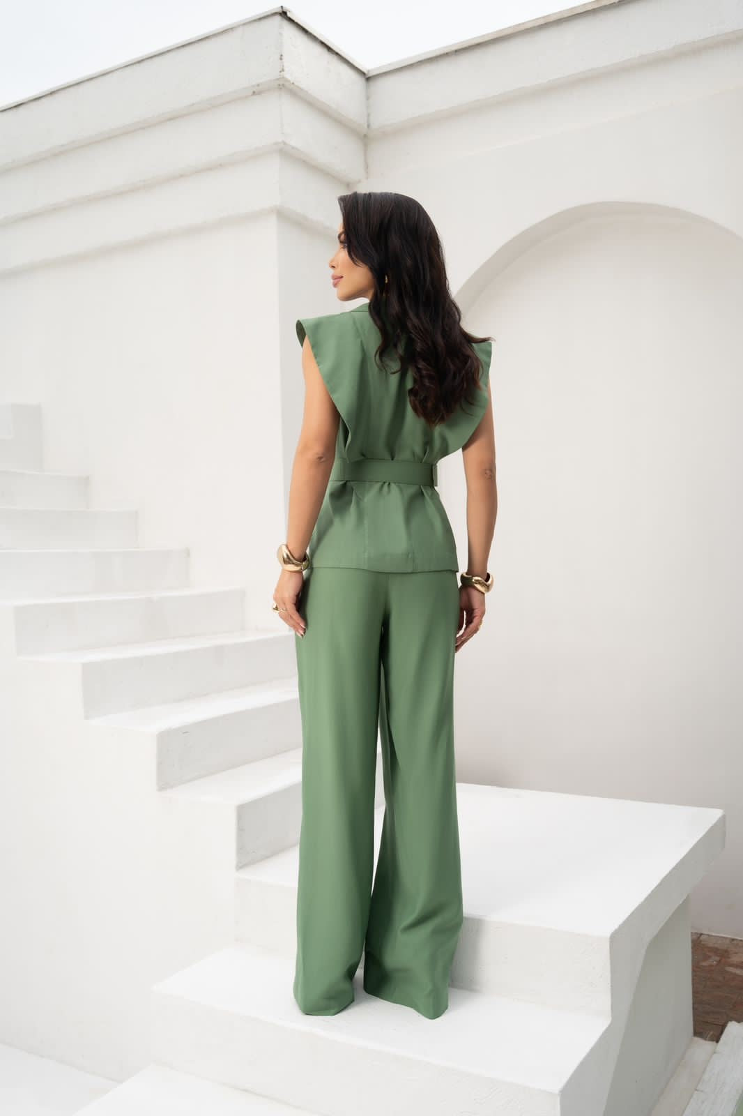 2 Piece Set Pants and Vest with Belt