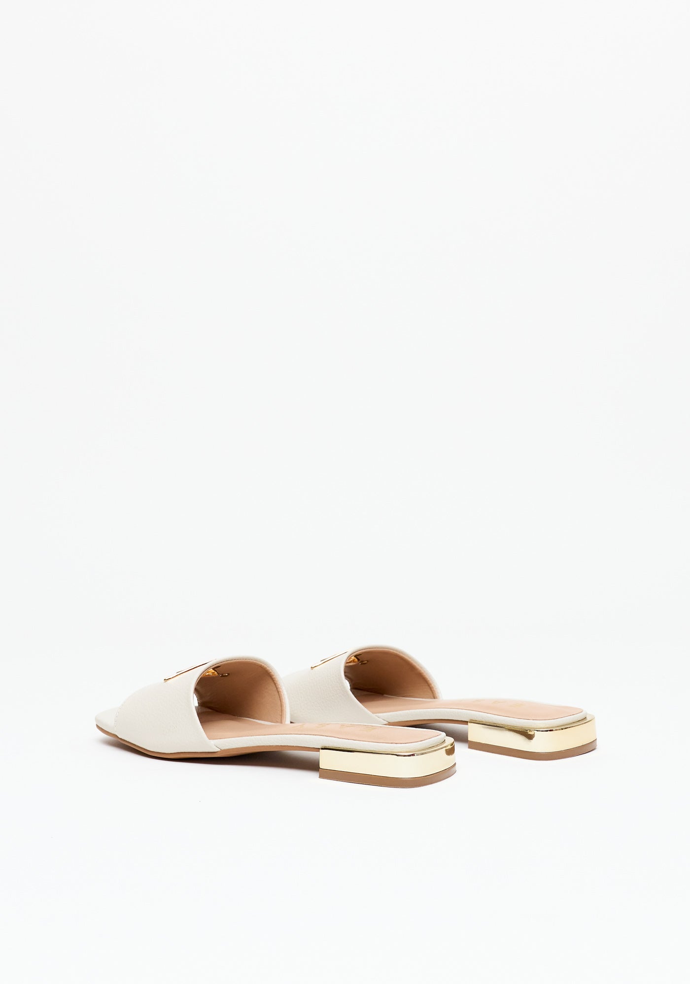 Flat Sandals with Metal Detail OFF White