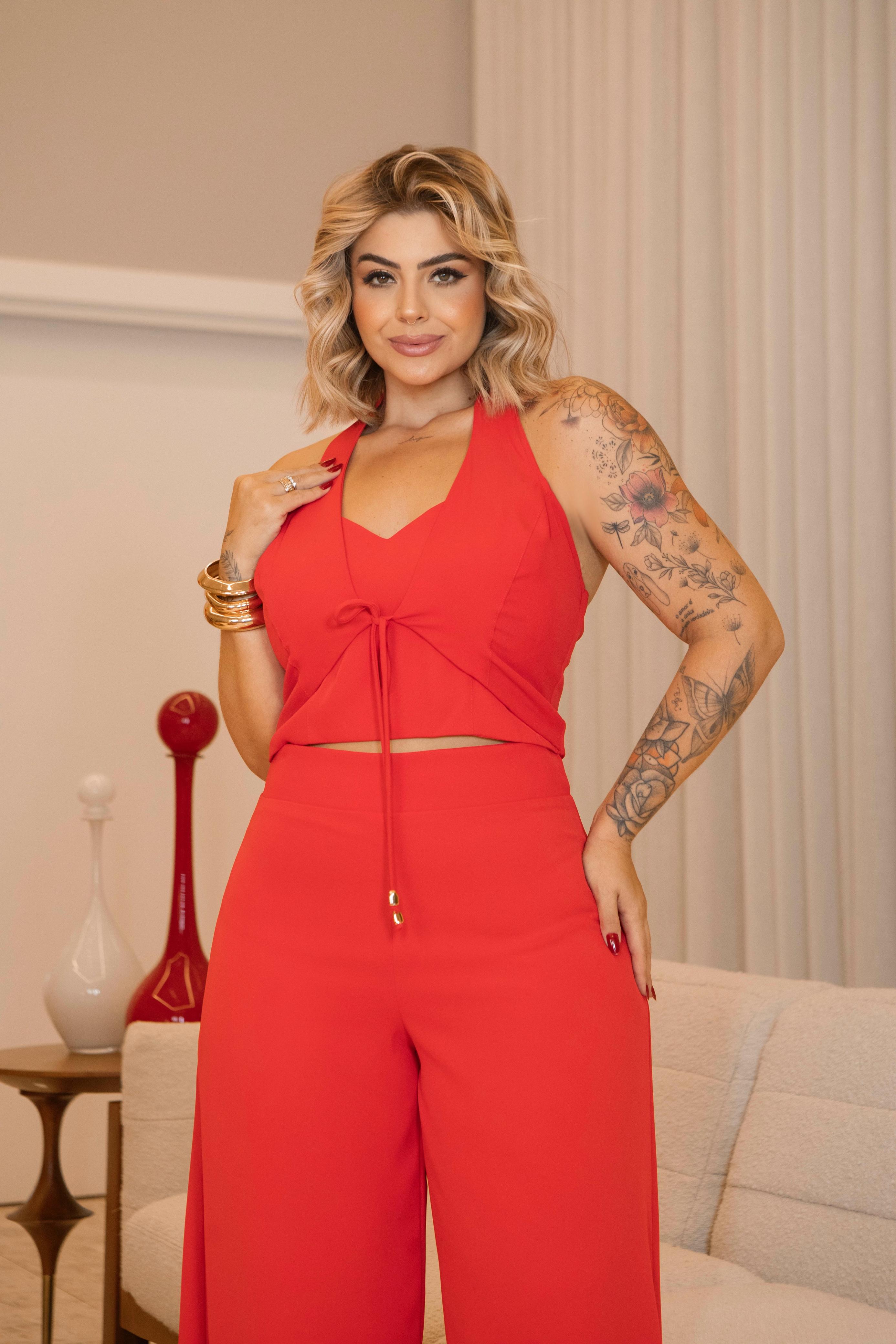 2 Piece Set Pants and Blouse Karla Red