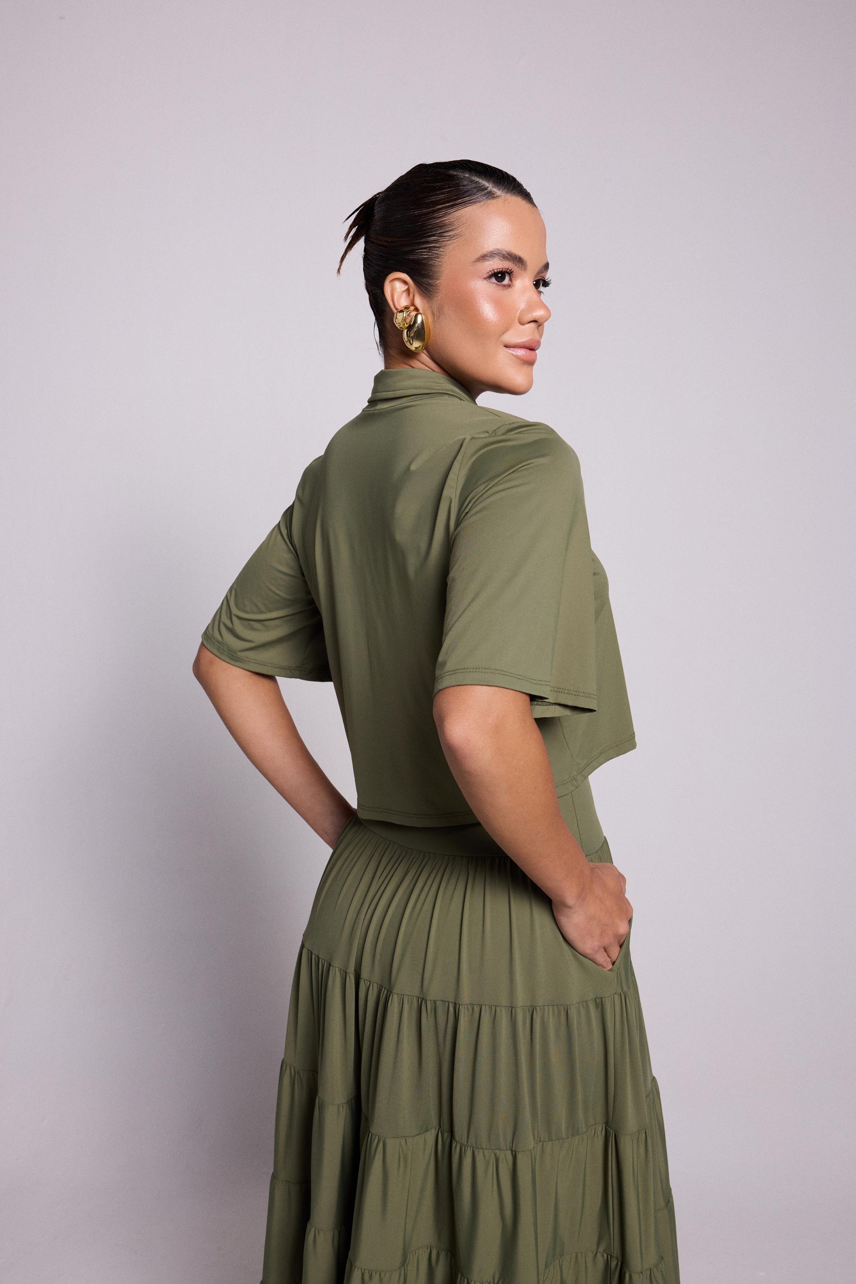 2 Piece Set Blouse and Skirt Leandra Green