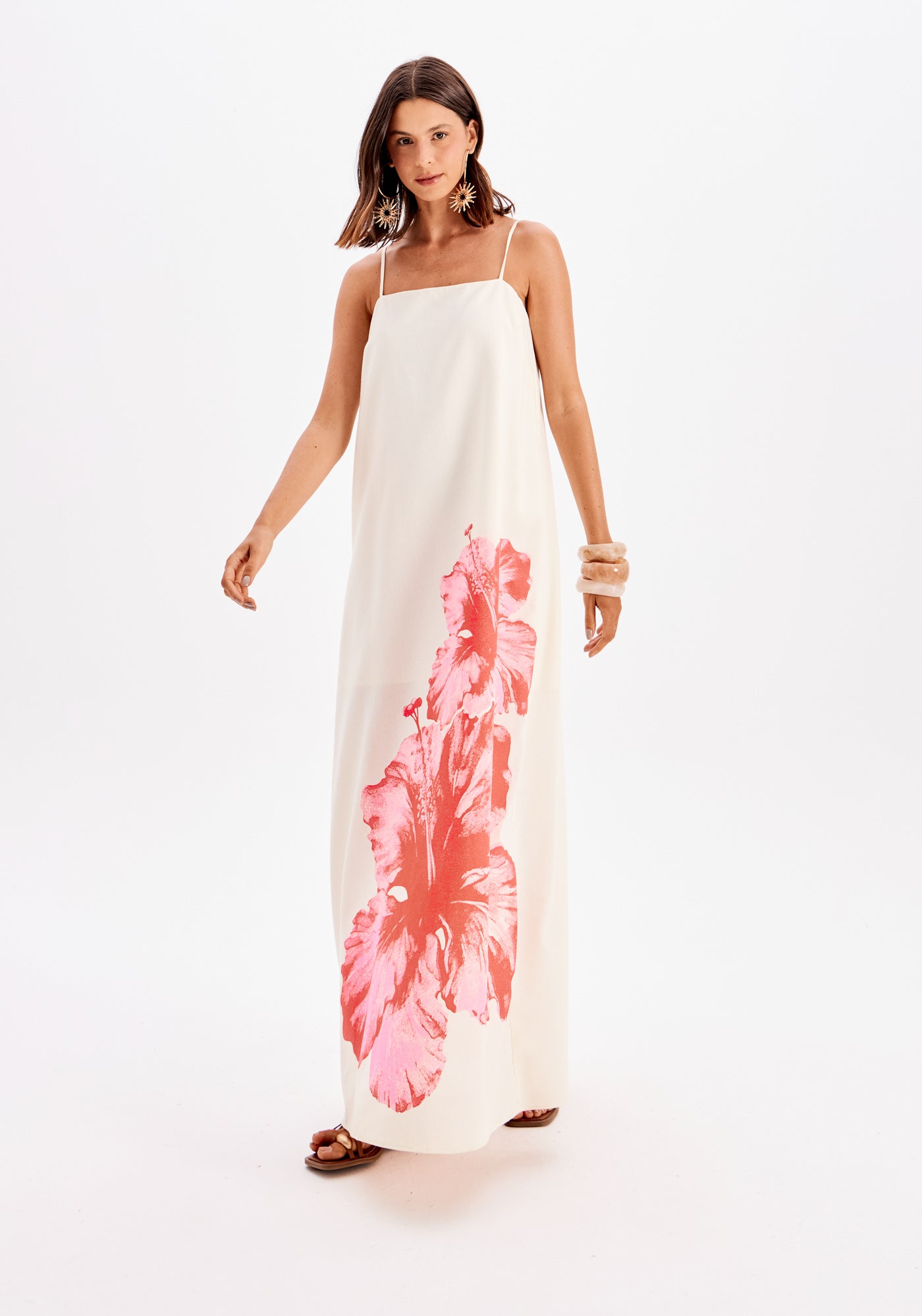 Super Mídi Strap Dress With Linen