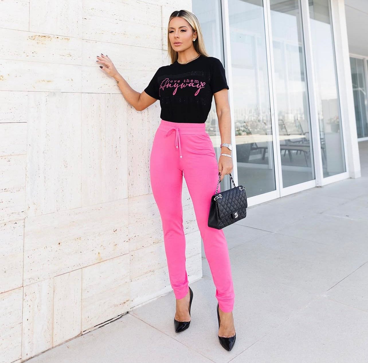 2 Piece Set Sweatshirt Pants and Blouse Love Them
