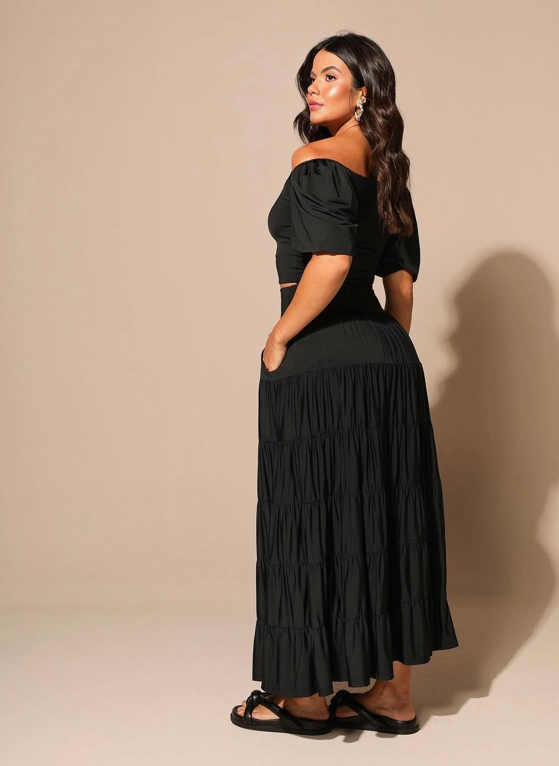 2 Piece Set Blouse and Skirt Black